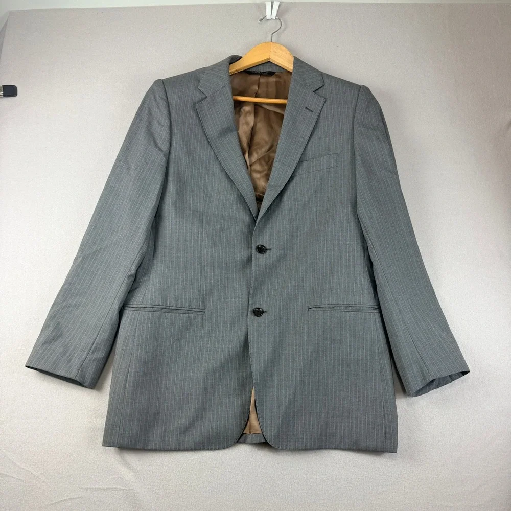 Sarar Platinum Grey Pinstripe Blazer Vitale Barberis Canonico Super 120 Wool 42R